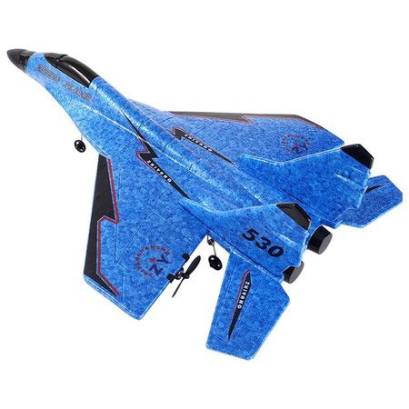 Remote Control Airplane for Kids, Radio Controlled Fighter Jet Aircraft with Automatic Balance System, Gift for Birthdays and Christmas (Blue)