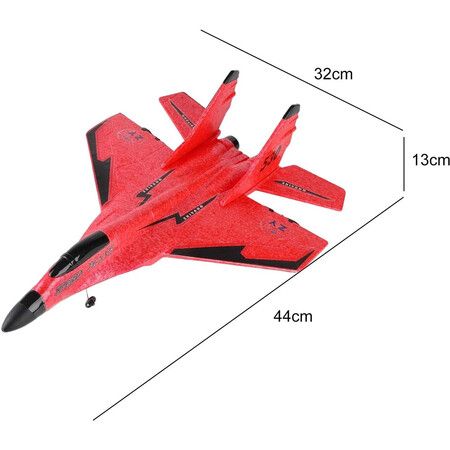 Remote Control Airplane for Kids, Radio Controlled Fighter Jet Aircraft with Automatic Balance System, Gift for Birthdays and Christmas (Red)