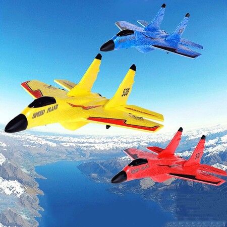 Remote Control Airplane for Kids, Radio Controlled Fighter Jet Aircraft with Automatic Balance System, Gift for Birthdays and Christmas (Red)