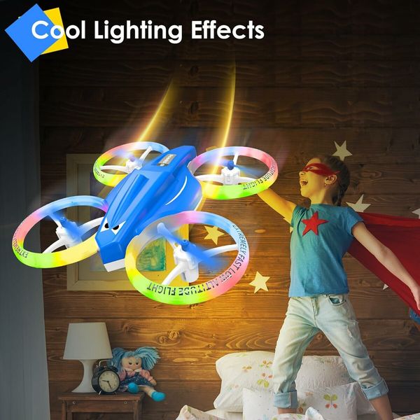 Mini Drone for Kid and Beginner, Drone with Led Light, Small Indoor Rc Drone with 360 Flip, Kids Flying Toy Gift for Boy and Girl, Dark Blue