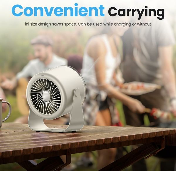 Desk Fan with Battery Operated, Quiet Digital Display Portable Fan for Office, Bedroom, Kitchen, Home, Outdoor, White