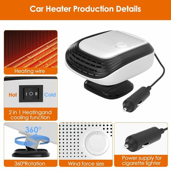 12V Car Heater Fan for Golf,  Portable Auto Heater Fan 12V 10A 120W Car Heater for Cars Air Conditioning