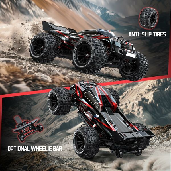 1/16 Brushless RC Cars,Fast 43 Mph,Electric 4WD High Speed RC Car,All-Road Remote Control RC Truck with Two 2S Lipo Batteries,Compatible with 3S Lipo