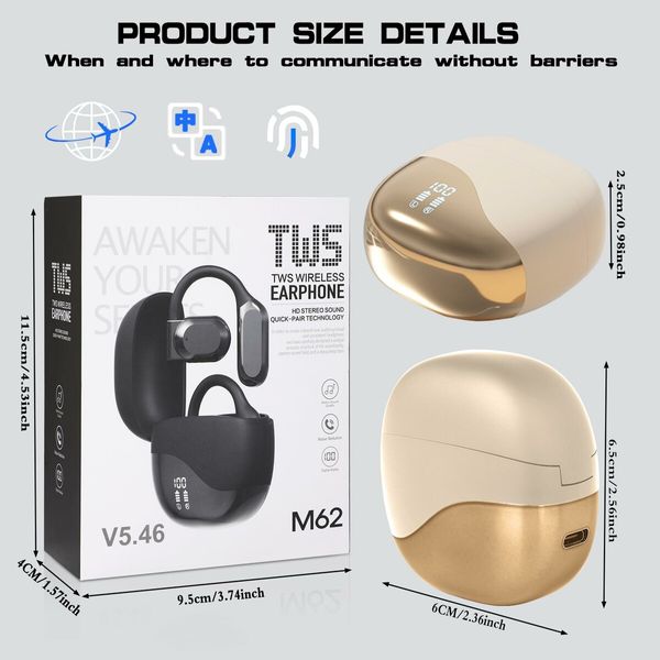 Ai Real Time Language Translator Earbuds with 144 Languages Translator Pods for iOS & Android