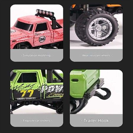 Mini Rc Monster Truck,Mini Monster Trucks,1:64 Scale Monster Truck Remote Control Car with Lights,Mini Rc Truck with Trailer,Mini Drift Rc Car (Orange)