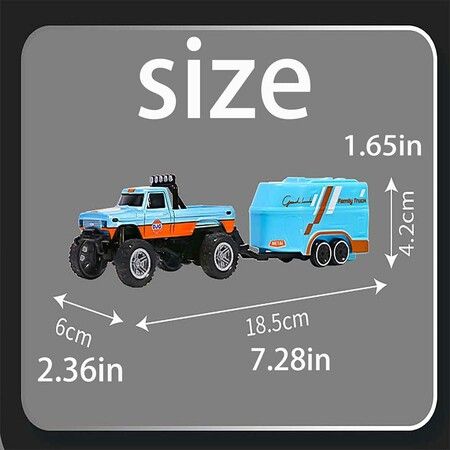 Mini Rc Monster Truck,Mini Monster Trucks,1:64 Scale Monster Truck Remote Control Car with Lights,Mini Rc Truck with Trailer,Mini Drift Rc Car (Orange)