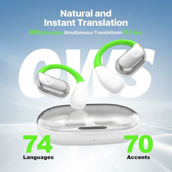 Language Translation Earbuds, 3-in-1 Translator Earbuds, 144-language Real-time Two-Way OWS for iOS and Android, Ideal for Travel and Business