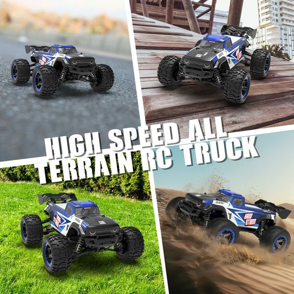 1:16 RC Truck 4x4 Hobby RC Car 40KPH High Speed Remote Control Truck,Off-Road Monster Truck with 2.4Ghz Radio Control,2 Batteries