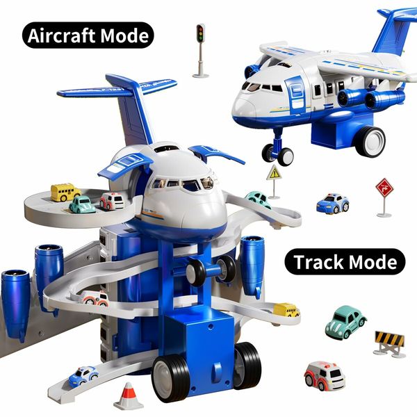 Airplane Boy Toys for Age3+ Year Old Boys,Car Race Tracks for Kids with 8 Small Car Toys,Toddlers Educational Toy,Birthday Gifts