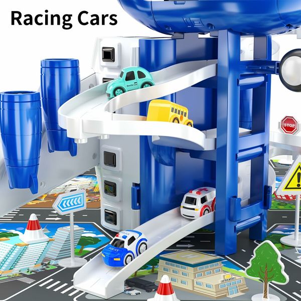 Airplane Boy Toys for Age3+ Year Old Boys,Car Race Tracks for Kids with 8 Small Car Toys,Toddlers Educational Toy,Birthday Gifts