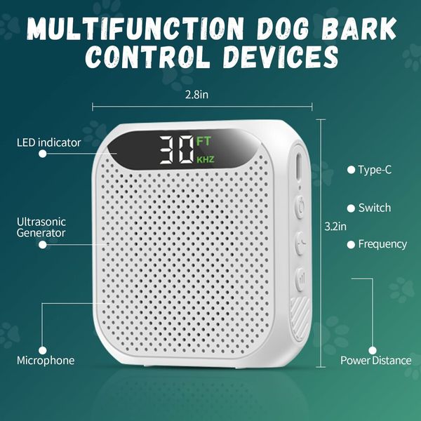 Anti Barking Devices,30FT Effective Range and 3 Adjustable Modes,Rechargeable Ultrasonic Bark Box Dog Barking Deterrent Devices