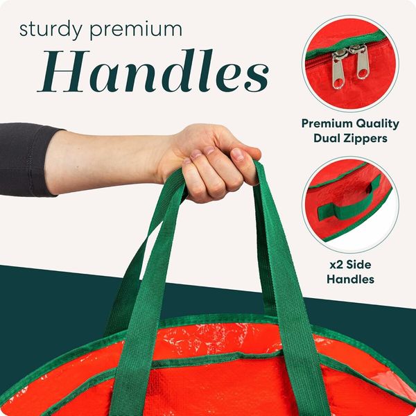 36 inch Christmas Wreath Storage Bag, 91 x 91 x 20cm, Durable, Tarp Material, Zipper, Sturdy Carry Handles, Pest Protection, Ideal Home