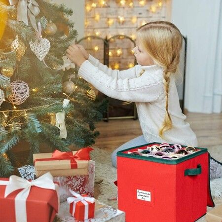 Christmas Ornament Storage Box Christmas Decor Storage Containers that Store up to 64, 30 x 30 x 30 cm Holiday Xmas Ornaments