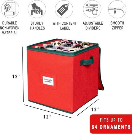 Christmas Ornament Storage Box Christmas Decor Storage Containers that Store up to 64, 30 x 30 x 30 cm Holiday Xmas Ornaments