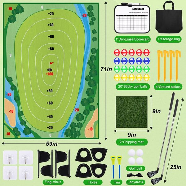 Golf Chipping Game,Upgrade Indoor Velcro Golf Chipping,Perfect Outdoor Games for Kids Golf Game & Practice