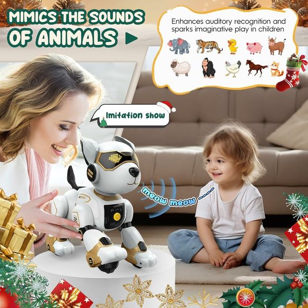 Robot Dog Toy for Kids, Programmable Remote Control Robot Puppy with Voice & Touch Sensors, Dancing & Singing (Gold)