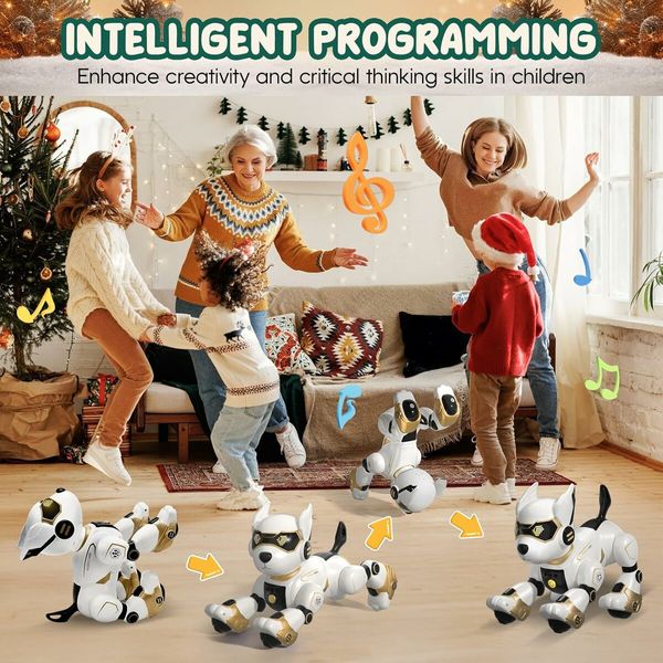 Robot Dog Toy for Kids, Programmable Remote Control Robot Puppy with Voice & Touch Sensors, Dancing & Singing (Gold)