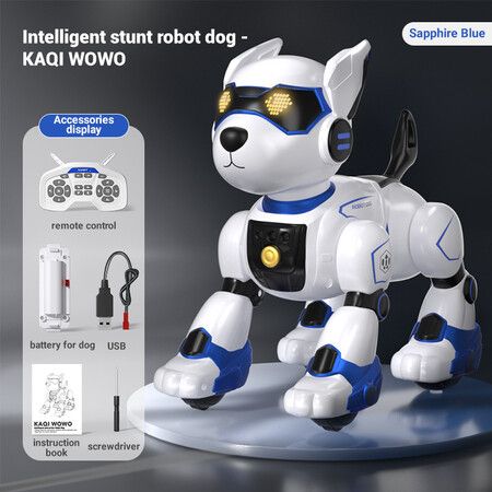 Robot Dog Toy for Kids, Programmable Remote Control Robot Puppy with Voice & Touch Sensors, Dancing & Singing (Blue)