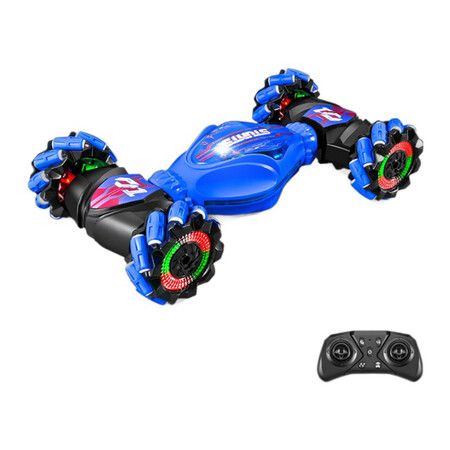 Gesture Sensing RC Stunt Car Toys for Boys Girls, 2.4GHz 4WD Hand-Controlled Remote Control Twist Car with Lights Music (Blue)