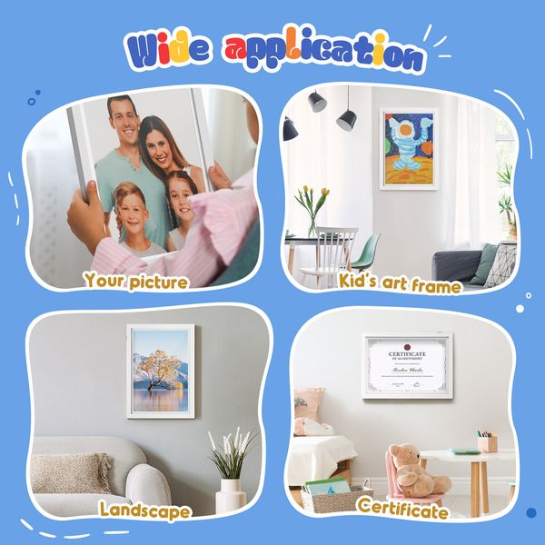 4 Pcs A3 Photo Frames Craft Display Kids Art Drawings Canvas Artwork Wall Hanging Storage Wooden White Children 150 Pictures Family Portrait Projects