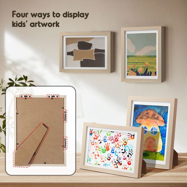 5 Pcs Art Frames Kids Craft Artwork Projects Drawings Display Family Photo Storage A4 150 Pictures Portrait Canvas Children Wall Tabletop Decor Wooden