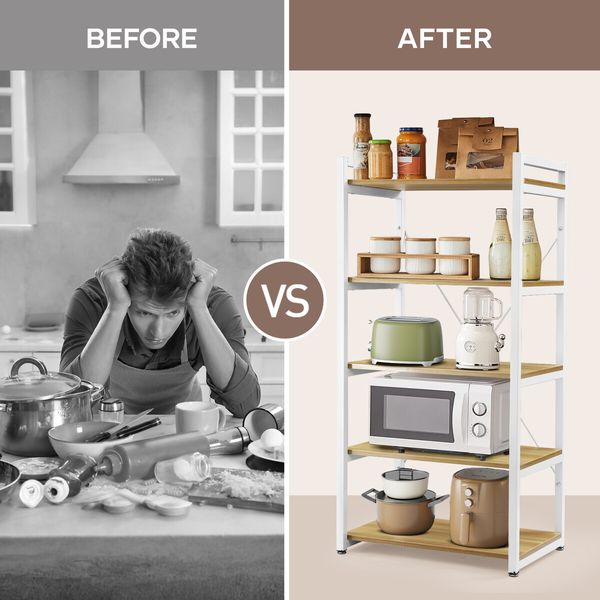 Kitchen Bakers Rack Display Storage Shelf Utility Shelving Unit Bookshelf Organiser Microwave Stand Laundry Shelves for Appliances Plants Flowers