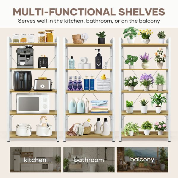 Kitchen Bakers Rack Display Storage Shelf Utility Shelving Unit Bookshelf Organiser Microwave Stand Laundry Shelves for Appliances Plants Flowers