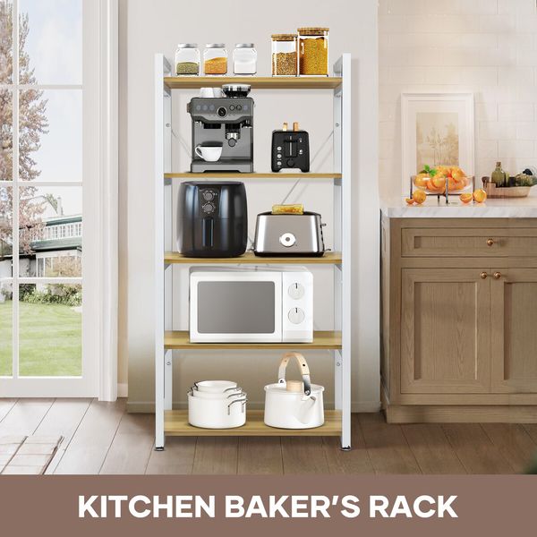 Kitchen Bakers Rack Display Storage Shelf Utility Shelving Unit Bookshelf Organiser Microwave Stand Laundry Shelves for Appliances Plants Flowers