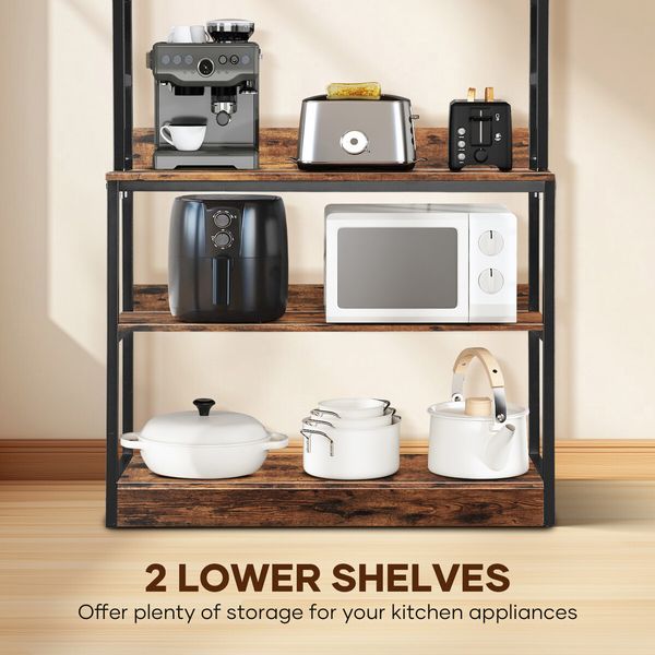 5 Tier Kitchen Storage Shelf Bakers Rack Shelving Unit Coffee Bar Table Organiser Microwave Oven Stand Cabinet Utility Holder for Small Appliances