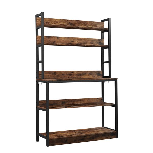 5 Tier Kitchen Storage Shelf Bakers Rack Shelving Unit Coffee Bar Table Organiser Microwave Oven Stand Cabinet Utility Holder for Small Appliances