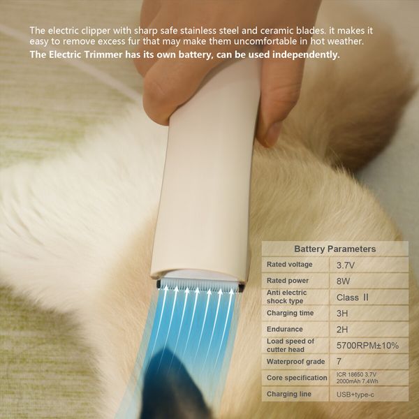 6 in 1 Pro Pet Grooming Kit with 3.2L Large Capacity for Shedding Grooming Hair Quiet Pet Grooming Tools, 6 Replaceable Tools