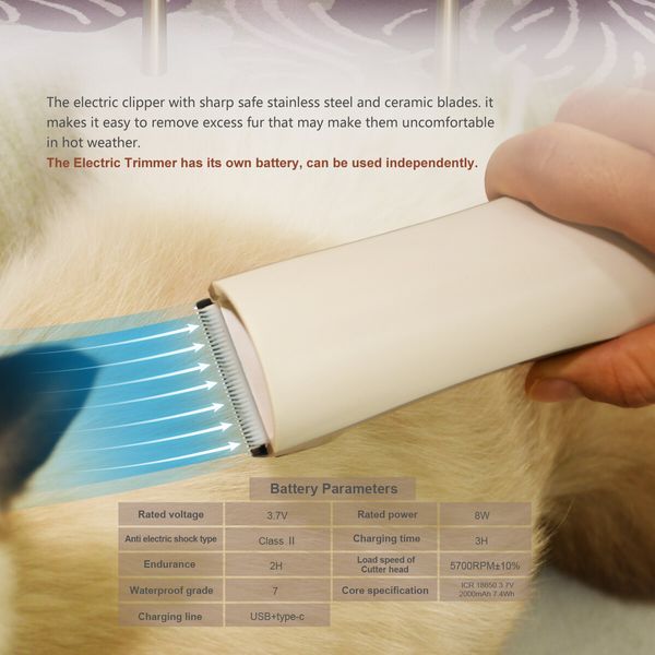 6 in 1 Dog Grooming Vacuum Kit 3.2L Dust Cup Pet Grooming Vacuum for Dogs Cats with Cordless Clipper, 12000pa Pet Grooming Tools