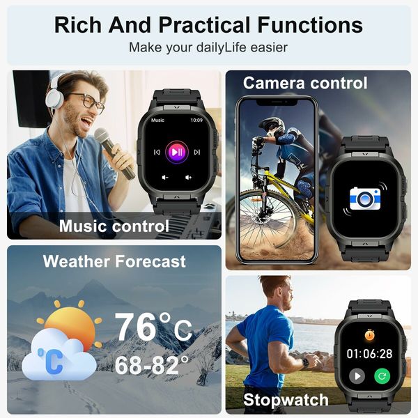 Smart Watch for Men Fitness Tracker,Smart Watches for Men,Digital Mens Watches,Running Waterproof Smartwatch Compatible With Android iOS (Orange)