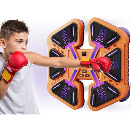 Music Boxing Machine with Boxing Gloves, Boxing Game Equipment Workout Punching Machine for Teenagers Boys Girls Gifts (Orange)