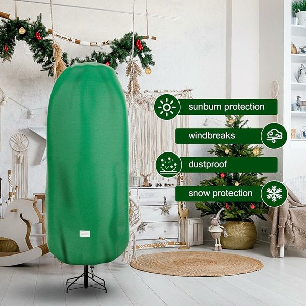 9FT Christmas Tree Storage Cover, Tear Resistant Adjustable 9 FT Christmas Tree Storage Bag for Artificial Tree Standing, Green