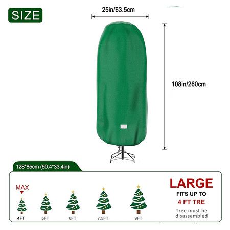 9FT Christmas Tree Storage Cover, Tear Resistant Adjustable 9 FT Christmas Tree Storage Bag for Artificial Tree Standing, Green