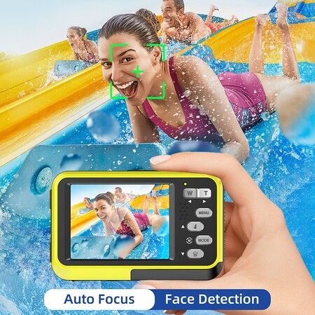 Underwater Camera,4K 48MP Autofocus Waterproof Camera with 16X Zoom Selfie Dual Screens,11FT Compact Digital Camera,Fill Light Camera (YELLOW)