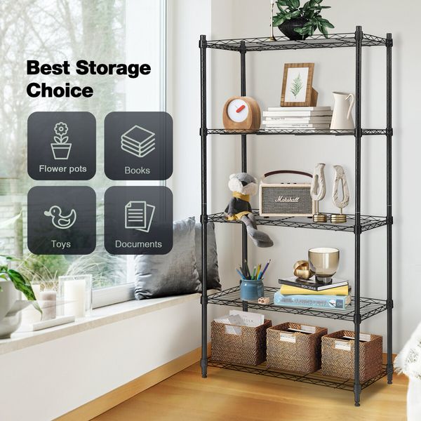 5 Tier Plant Stand Metal Corner Shelf Flower Pot Shelving Unit Bookshelf Tall Storage Display Rack Garden Planter Holder Organizer Heavy Duty Black