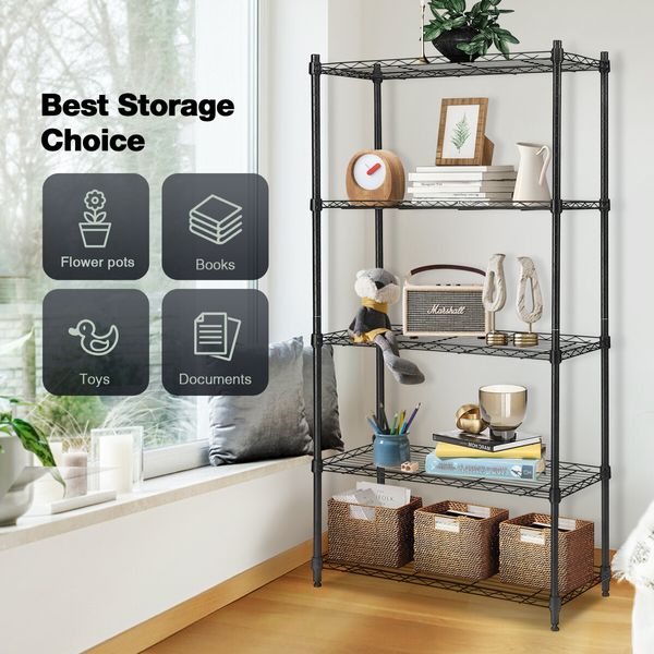 5 Tier Plant Stand Tall Metal Flower Pot Corner Shelf Bookshelf Storage Display Shelving Unit Garden Holder Rack Planter Organizer Heavy Duty Black