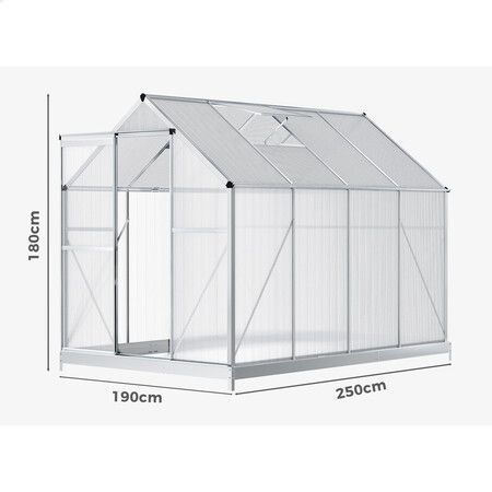 ALFORDSON Greenhouse Aluminium Polycarbonatel Garden Storage Shed 2.5x1.9x1.8M