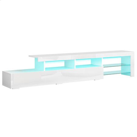 ALFORDSON Entertainment Unit TV Stand LED Light 220cm White