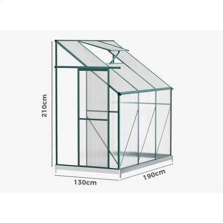 ALFORDSON Greenhouse Aluminium Polycarbonate Garden Storage Shed 1.9x1.3M