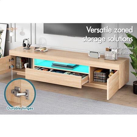 ALFORDSON Entertainment Unit TV Cabinet Stand LED 180cm Oak