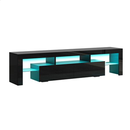 ALFORDSON Entertainment Unit TV Stand LED Light 160cm Black