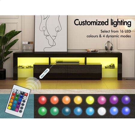 ALFORDSON Entertainment Unit TV Stand LED Light 160cm Black