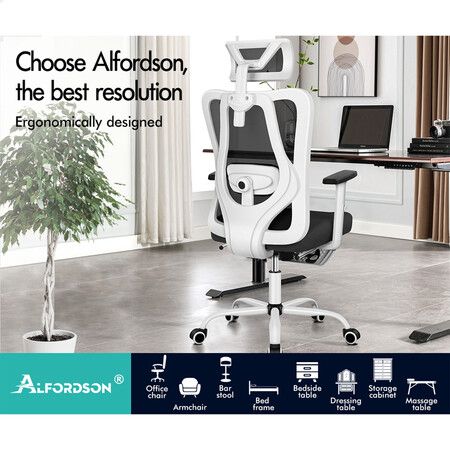 ALFORDSON Mesh Office Chair Ergonomic Executive Seat Black White