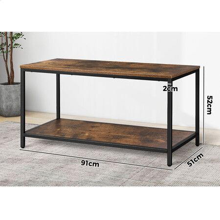 ALFORDSON Coffee Table Side Table Industrial Storage Rack 2-Tier Shelf