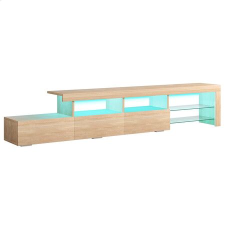 ALFORDSON Entertainment Unit TV Stand LED Light 220cm Oak