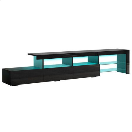 ALFORDSON Entertainment Unit TV Stand LED Light 220cm Black