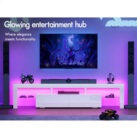 ALFORDSON Entertainment Unit TV Stand LED Light 180cm White